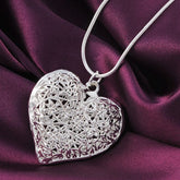 Sterling Silver 18-30 Inch Carved Heart Pendant Chain Necklace